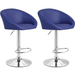 Lot de 2 tabourets de bar Miami V2 similicuir bleu