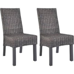 Chaises à manger lot de 2 marron rotin kubu et bois de manguier Vidaxl Marron