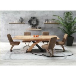Table à manger extensible 160-220 x 90 x 77 cm - Chêne doré/Noir - Chêne doré