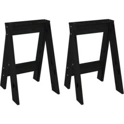 Tabourets lot de 2 noir 40x40x60 cm bois massif de pin Vidaxl Noir