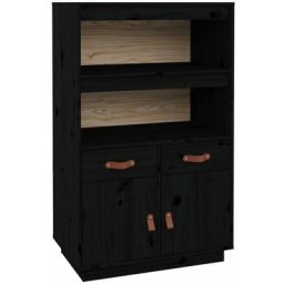 Buffet haut Noir 67x40x108,5 cm Bois massif de pin Vidaxl Noir