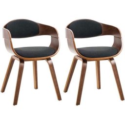 Lot de 2 chaises de salle à manger Kingston en Tissu Noyer/noir Noyer