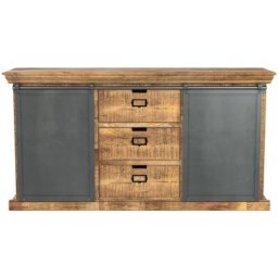 Buffet en bois 3 tiroirs 2 portes coulissantes en métal - Tabuk - Marron