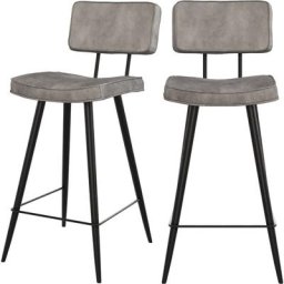 Chaise de bar mi-hauteur 65 cm en cuir synthétique (lot de 2) - Texas - Gris