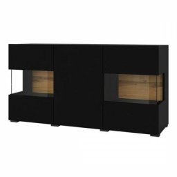 Buffet 120cm collection EVA 3 portes. Couleur noir et chêne. - Noir