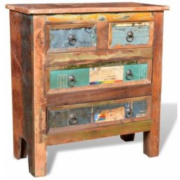 Vidaxl - Armoire avec 4 tiroirs Bois massif de récupération Brun