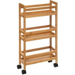 Five Simply Smart - Desserte à roulettes en bambou 3 niveaux - Marron - l 36 x p 15 x h 74,5 cm