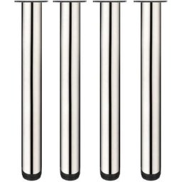 4x Pieds de Table Meuble Ronds Pieds de Canapé Ajustable en Acier Inoxydable avec Vis - 50cm