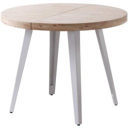 Table à manger ronde extensible en bois coloris chêne nordique pieds blanc - diamètre 100-180 x