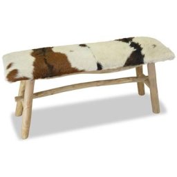 Banc Cuir véritable Teck Vidaxl Multicolore