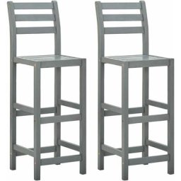 Tabourets de bar lot de 2 gris bois d'acacia massif Vidaxl Gris