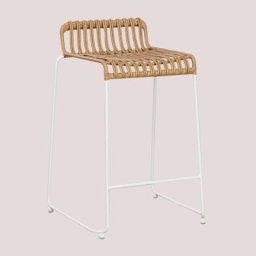 Tabouret Haut en Rotin Synthétique Aroa Sklum 65 cm Blanc - ↑65 cm Blanc