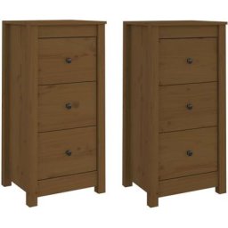 Buffets 2 pcs Marron miel 40x35x80 cm Bois massif de pin vidaXL - marron miel