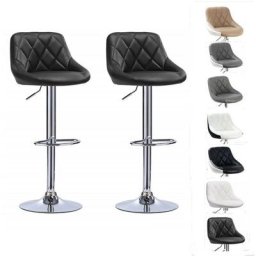 Skecten - Lot de 2 tabourets de bar, hauteur réglable et rotation à 360° (85-105cm), Noir