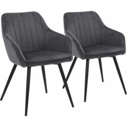 Lot de 2 chaises en velours bertille grises - Gris