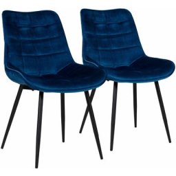 Lot de 2 chaises en velours louise bleues - Bleu