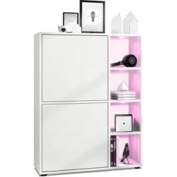 Buffet haut Armoire Cabinet Commode Cuba Blanc mat - haute brillance - Portes en Blanc mat avec