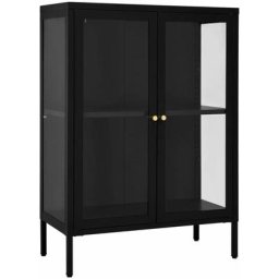 Buffet Noir 75x35x105 cm Acier et verre Vidaxl Noir