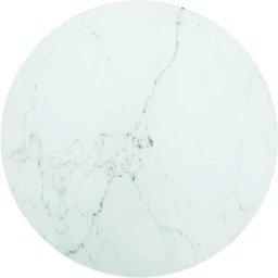 Plateau De Table Dessus de table | Blanc Ø50x0,8cm Verre trempé avec design marbre 40649 - Blanc