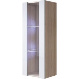 Design Ameublement - Vitrine murale 1 porte avec led Meuble de Rangement suspendu 40 x 126 x 29cm