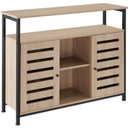 Buffet Warrington 100x37x82cm - Buffet, commode, meuble d'appoint - Bois clair industriel, Chêne