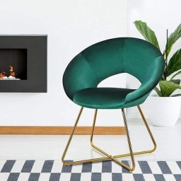 Fauteuil Rembourré Velours de Salon, Chaise Velour avec Pieds en Métal Supporte Max 120 Kg Fauteuil