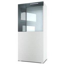 Vladon Vitrine sur pieds Vitrine suspendue Movie en blanc mat avec panneaux décoratifs - Décor en