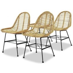 Chaises à manger lot de 4 rotin naturel Vidaxl Beige