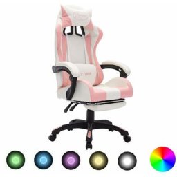 Vidaxl - Fauteuil de jeux vidéo avec led rvb Rose et blanc Similicuir rose et blanc