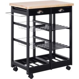 Homcom - Chariot de service desserte de cuisine à roulettes multi-rangements 74L x 37l x 76H cm