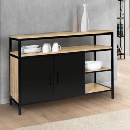 Buffet bas 2 portes noires boston design industriel - Noir
