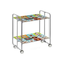 Don Hierro - Table roulante pliante bauhaus, 2 plateaux, châssis gris aluminium. - 21