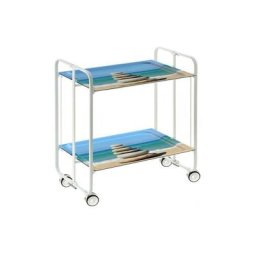 Don Hierro - Table roulante pliante bauhaus châssis blanc, 2 plateaux - 62