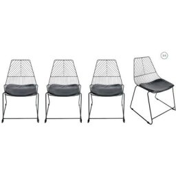 Intempora - Lot de 4 Chaises à Salle à Manger Industrielle en Métal Noir avec Galette Rembourrée
