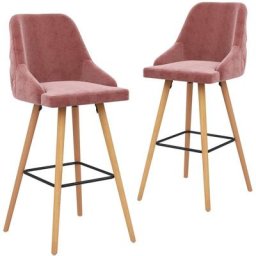 Tabourets de bar lot de 2 rose velours Vidaxl Rose
