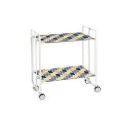 Don Hierro - Table roulante pliante bauhaus châssis blanc, 2 plateaux - 85