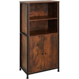 Tectake - Buffet Doncaster 60x38x125cm - Buffet haut, armoire de cuisine, bibliothèque - bois foncé