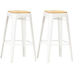 Tabourets de bar lot de 2 blanc bois de manguier massif Vidaxl Blanc