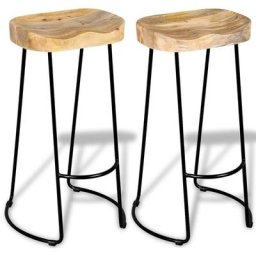 Tabourets de bar lot de 2 bois de manguier massif Vidaxl Multicolore