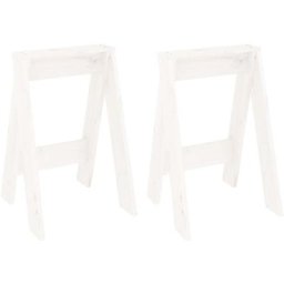 Tabourets lot de 2 blanc 40x40x60 cm bois massif de pin Vidaxl Blanc
