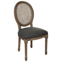 Atmosphera - Chaise en cannage Cleon - Gris - l 55,5 x h 95,5 cm - Collection atelier d'hiver