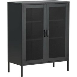 Buffet 2 portes grillagées en acier Misha - Noir