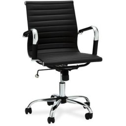Dame Chaise de bureau avec dossier bas en similicuir, noir. - Noir