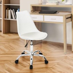 Chaise de bureau scandinave sara blanche à roulettes - Blanc