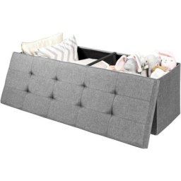 Banc Pouf Pliable avec Coffre de Rangement en Tissu 120L - 110 x 38 x 38 cm Séparateur Siège