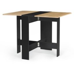 Idmarket - Table console pliable edi 2-4 personnes bois noir plateau façon hêtre - Noir