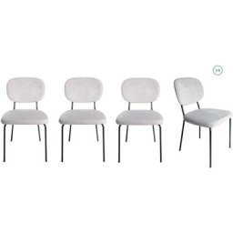 Intempora - Lot de 4 Chaises à Salle à Manger,Bureau, Cuisine, Chambre Velours Gris Souris Pied
