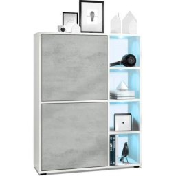 Vladon Buffet haut Armoire Cabinet Commode Cuba Blanc mat - haute brillance - Portes en Aspect