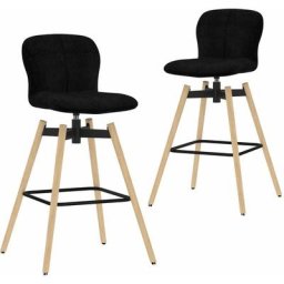 Chaises pivotantes de bar lot de 2 noir tissu vidaXL - Noir