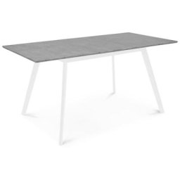 Idmarket - Table scandinave extensible inga 120-160 cm plateau béton ciré pieds blancs - Gris